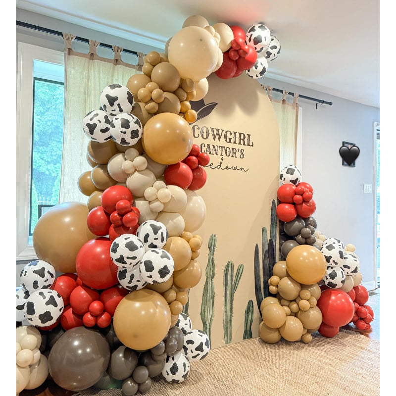 Vztipki 153 Pcs Red Brown Cow Balloon Arch Garland Kit - Red,Brown,Coffee, Sand White, and Cow Print Balloons for Cowgirl, Cowboy, Baby Shower, Birthday, Western, Farm Animals Theme Party Decorations - Image 4